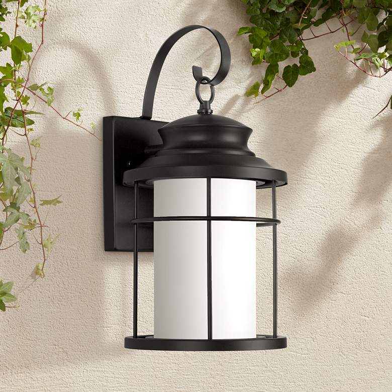 Image 1 Warburton 16" High Black LED Outdoor Wall Light