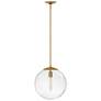 Warby 13 1/2"W Brass with Clear Glass Shade Pendant Light