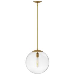 Warby 13 1/2&quot;W Brass with Clear Glass Shade Pendant Light