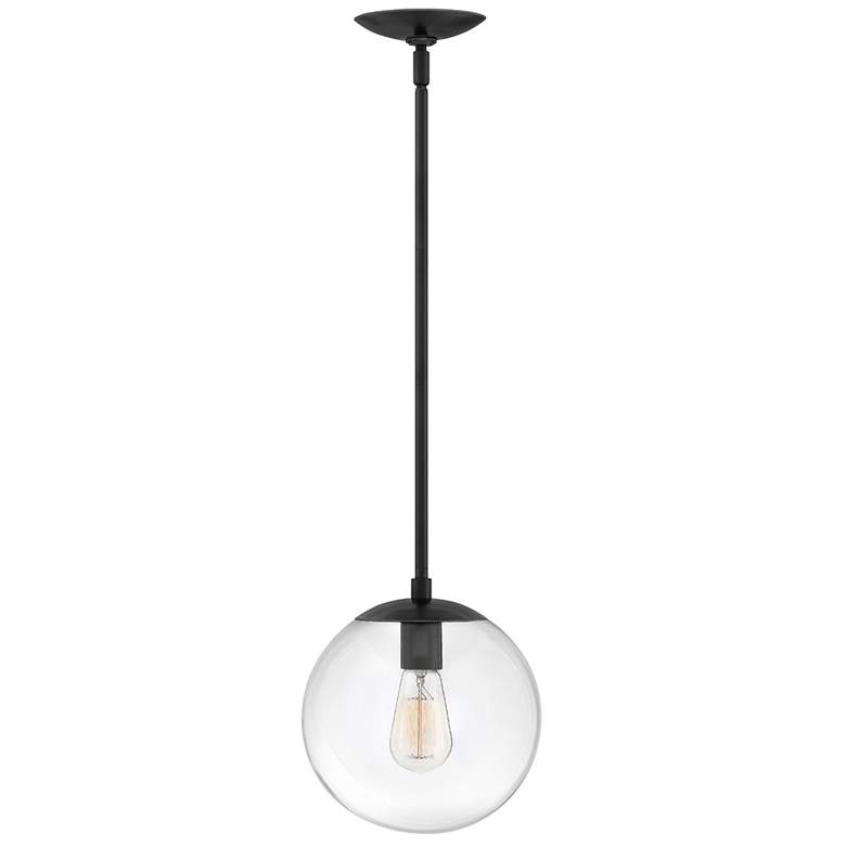 Image 1 Warby 9 1/2" Wide Black with Clear Shade Mini Pendant