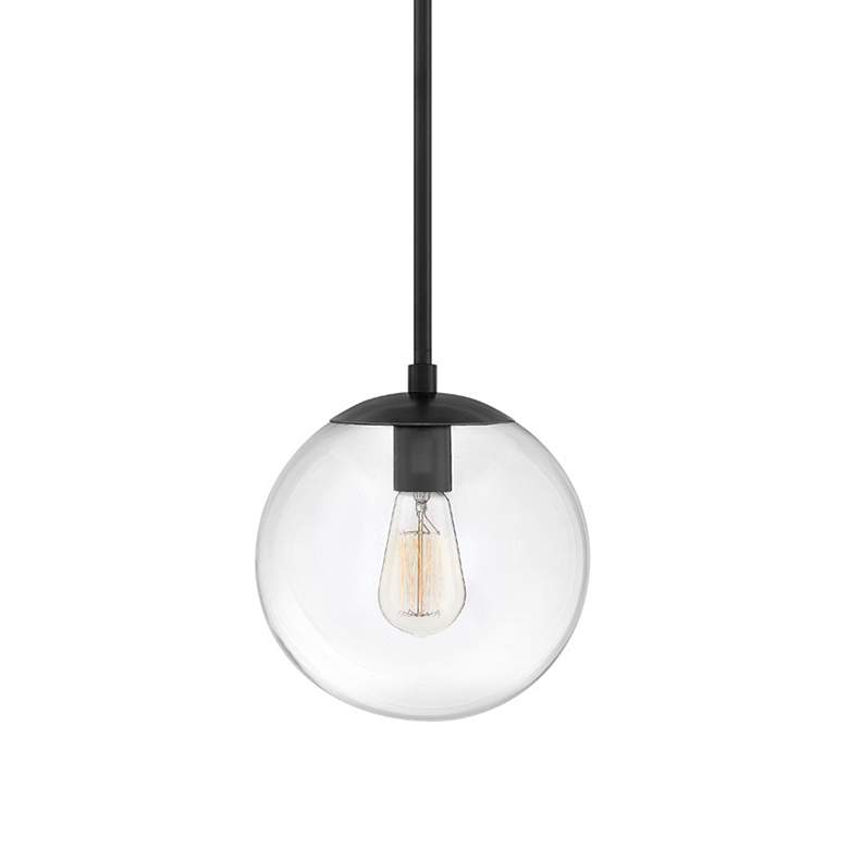 Image 2 Warby 9 1/2" Wide Black with Clear Shade Mini Pendant more views