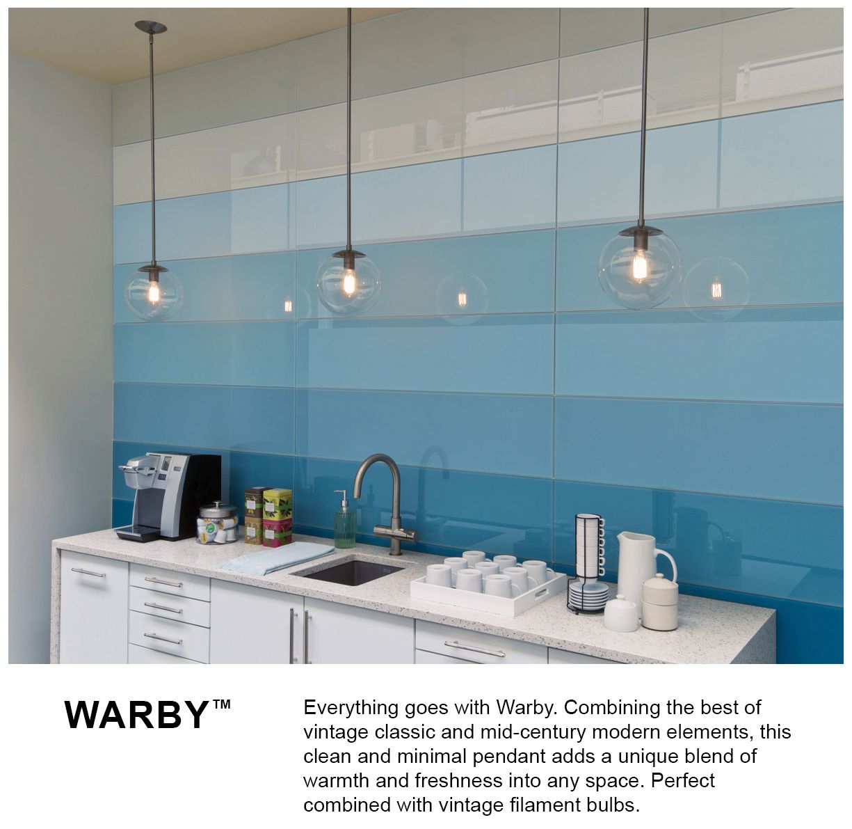 Warby 9 1/2" Wide Black with Clear Shade Mini Pendant