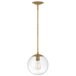 Warby 9 1/2&quot; Wide Brass with Clear Shade Mini Pendant