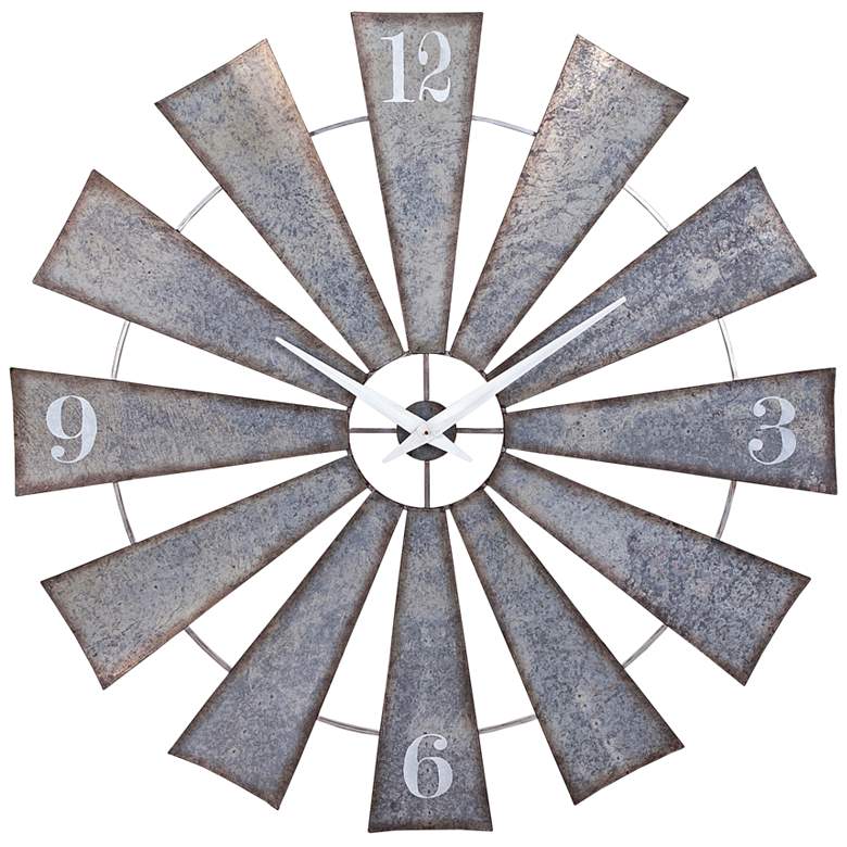 Image 1 Ward Gray 48 inch Round Metal Windmill Wall Clock