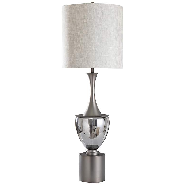 Image 2 Ward Smoked Glass and Matte Pewter Metal Table Lamp