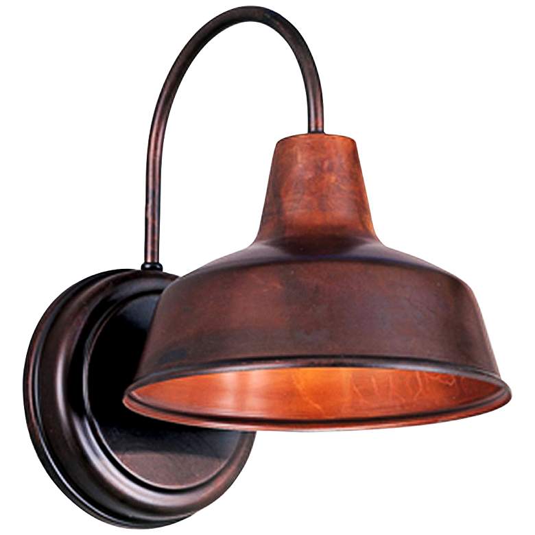 Image 1 Warehouse 12 inchH Rosewood Small Brass Outdoor Wall Light