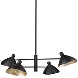 Warhol 34 1/2" Wide Matte Black 4-Light Chandelier