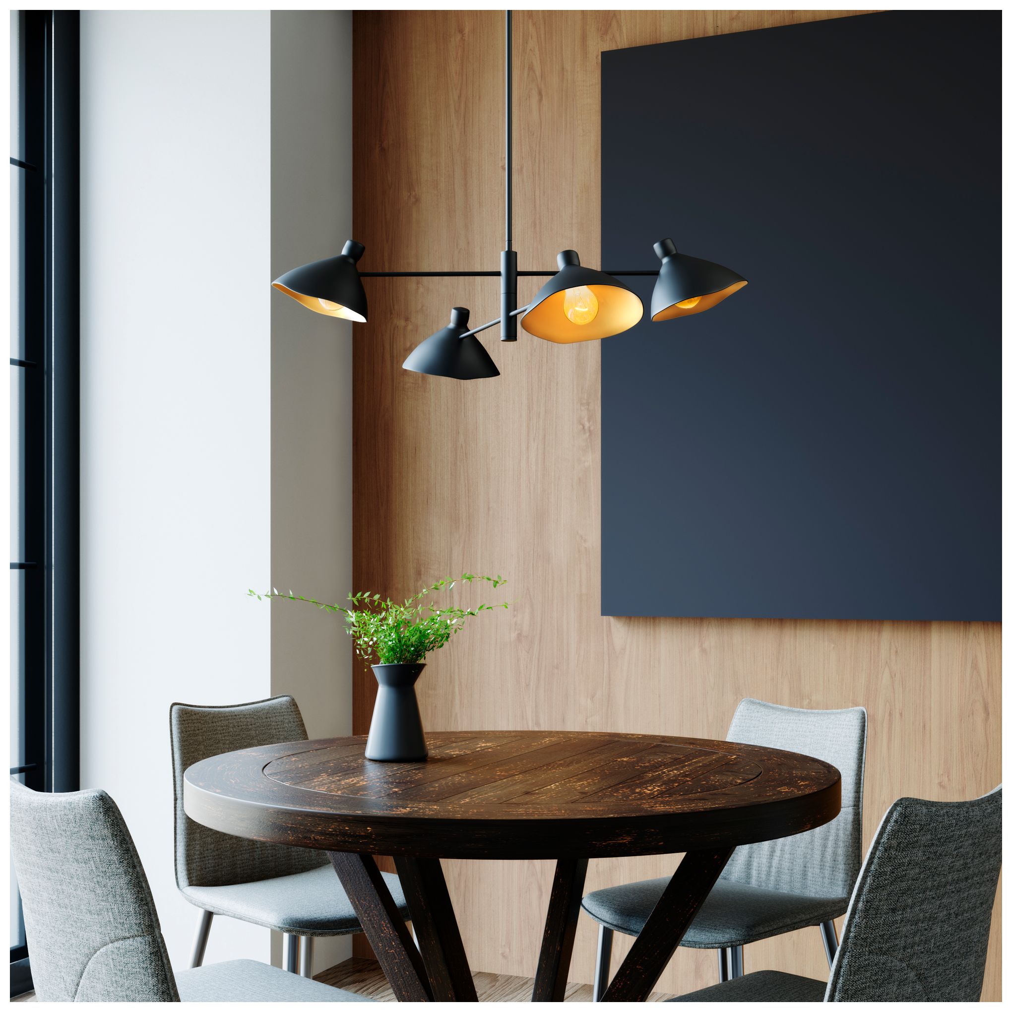 Image 7 Warhol 34 1/2" Wide Matte Black 4-Light Chandelier more views