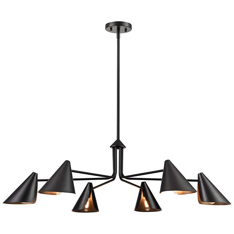 Image 1 Warhol 41" Wide Matte Black 6-Light Chandelier