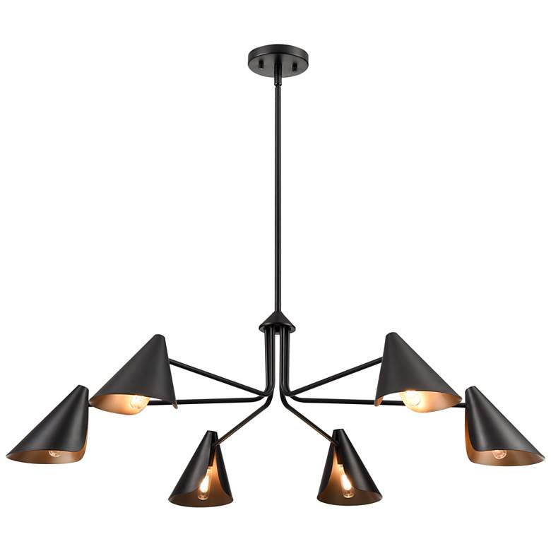 Image 2 Warhol 41" Wide Matte Black 6-Light Chandelier more views