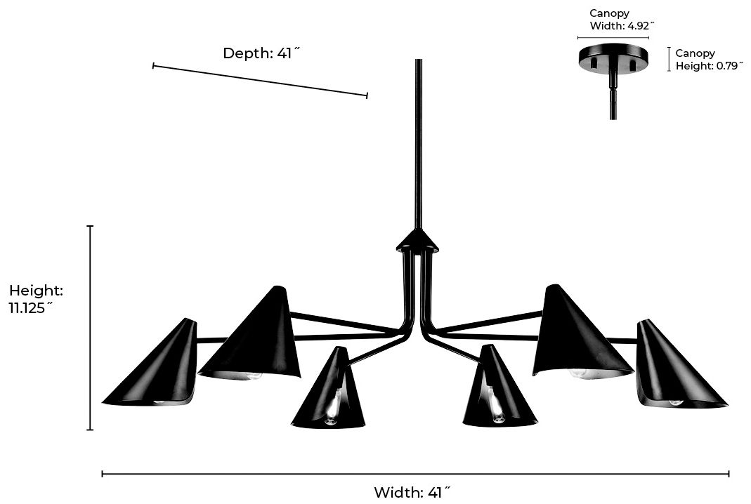 Image 7 Warhol 41" Wide Matte Black 6-Light Chandelier more views