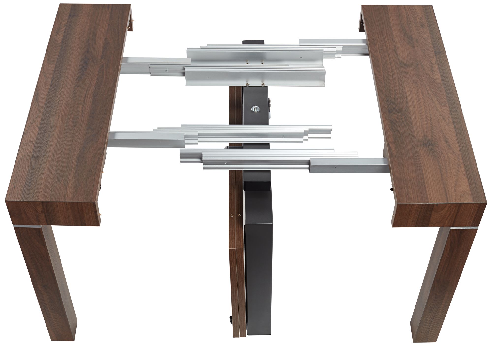 Warhol Modern Distressed Walnut 2-Leaf Extension Dining Table in scene