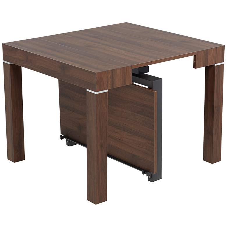 Image 6 Warhol Modern Distressed Walnut 2-Leaf Extension Dining Table more views