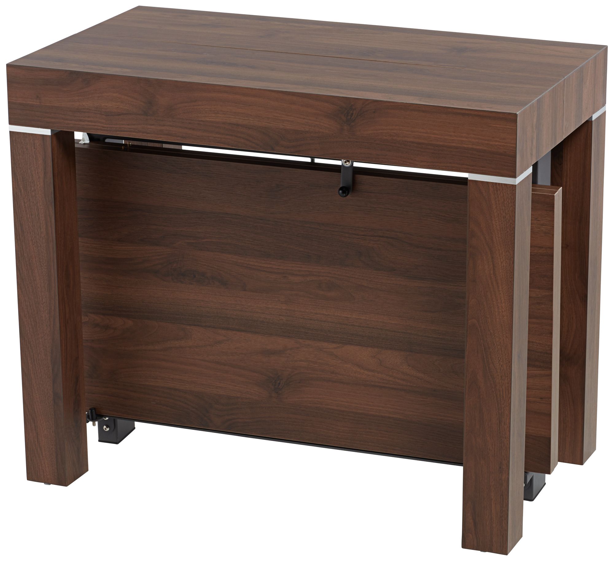 Warhol Modern Distressed Walnut 2-Leaf Extension Dining Table in scene