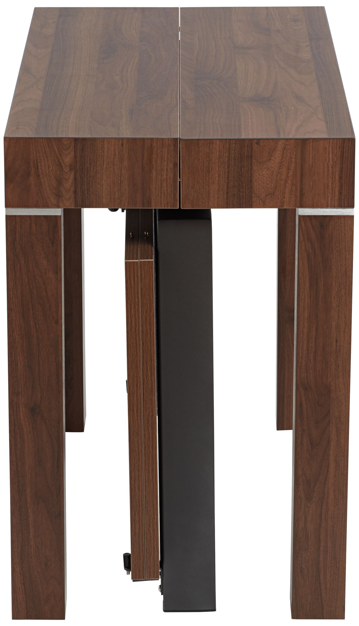 Warhol Modern Distressed Walnut 2-Leaf Extension Dining Table in scene