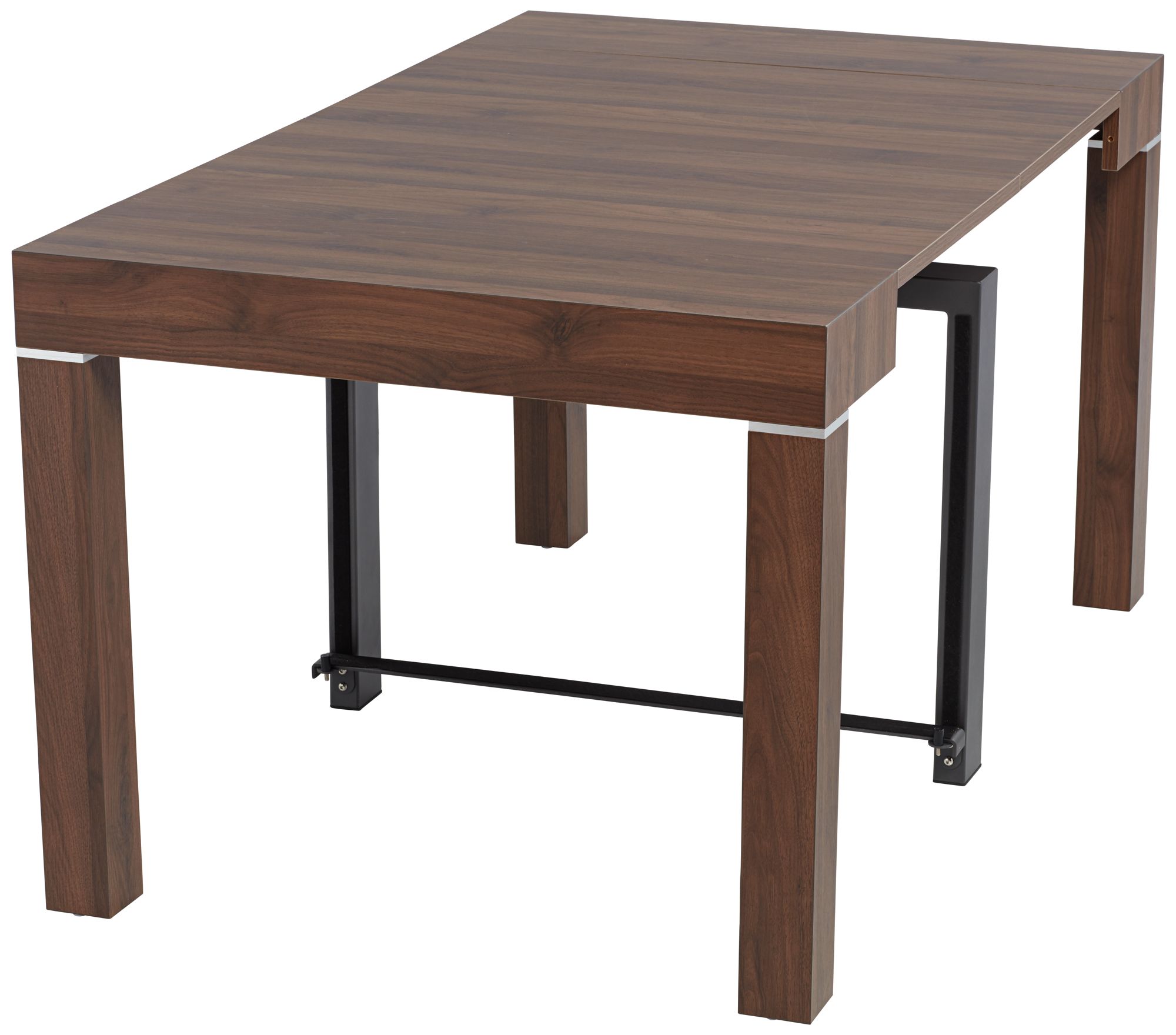 Warhol Modern Distressed Walnut 2-Leaf Extension Dining Table in scene