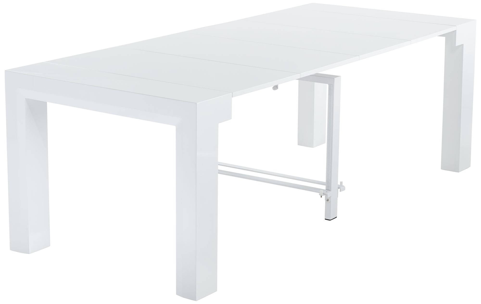 Warhol Modern Distressed White 4-Leaf Extension Dining Table