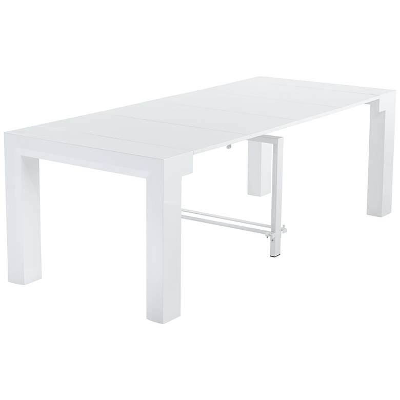 Image 3 Warhol Modern Distressed White 4-Leaf Extension Dining Table