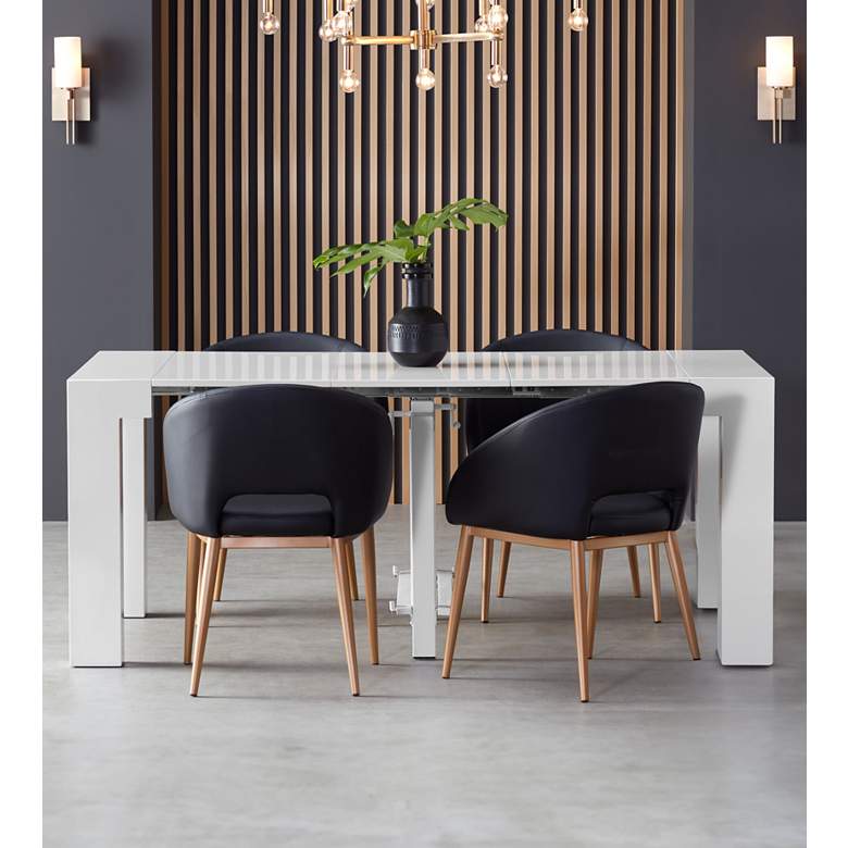 Image 2 Warhol Modern Distressed White 4-Leaf Extension Dining Table
