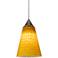 Warm Amber Glass 5" Wide Brushed Steel LED Mini Pendant