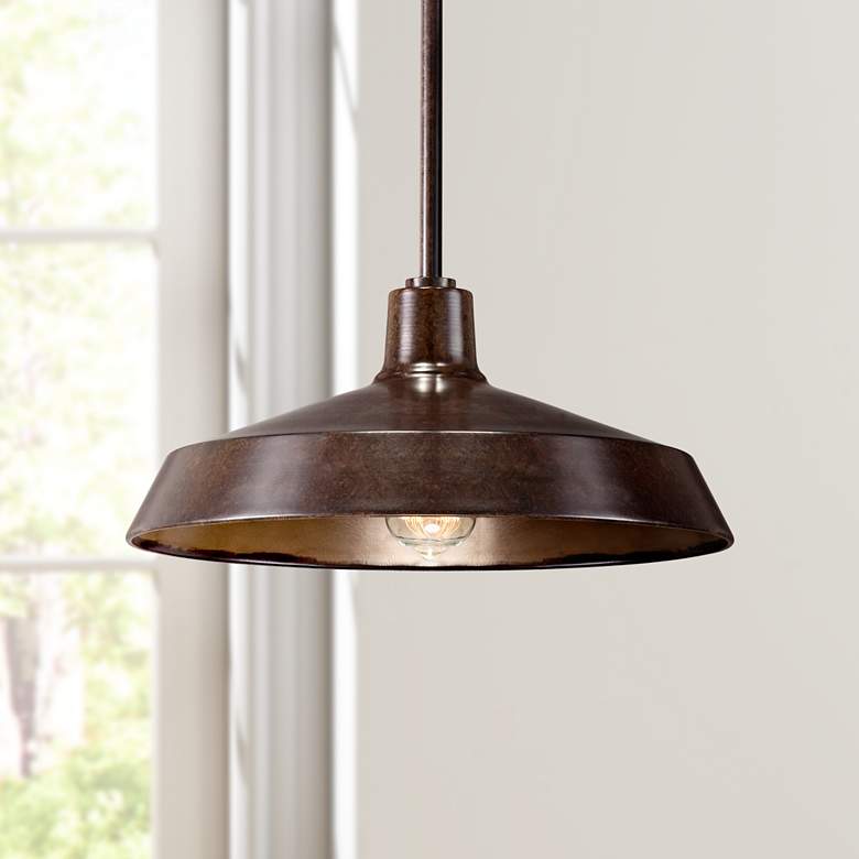 Image 1 Warm Bronze 15 inch Wide Industrial Pendant Light