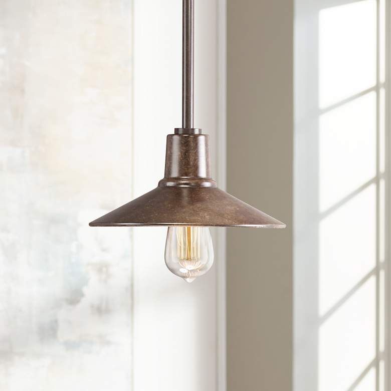 Image 1 Warm Bronze 9" Wide Edison Industrial Mini Pendant Light