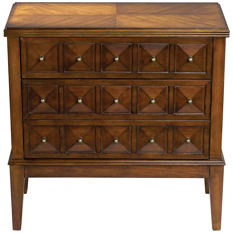 Image 1 Warm Golden Finish 3-Drawer Apothecary Style Chest