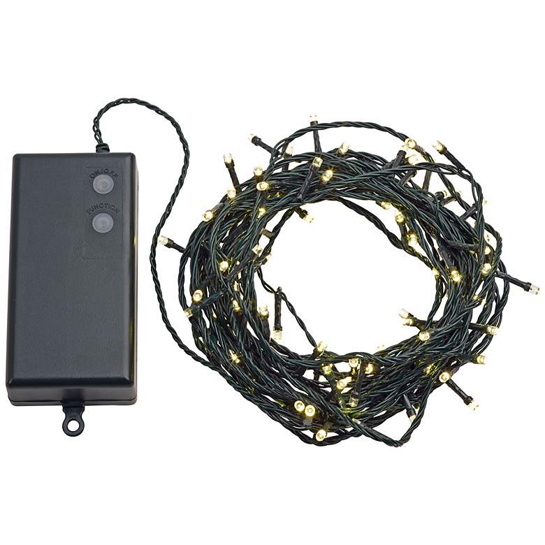 Image 2 Warm White 33&#39;4 inch Battery Operated Timer LED String Lights more views
