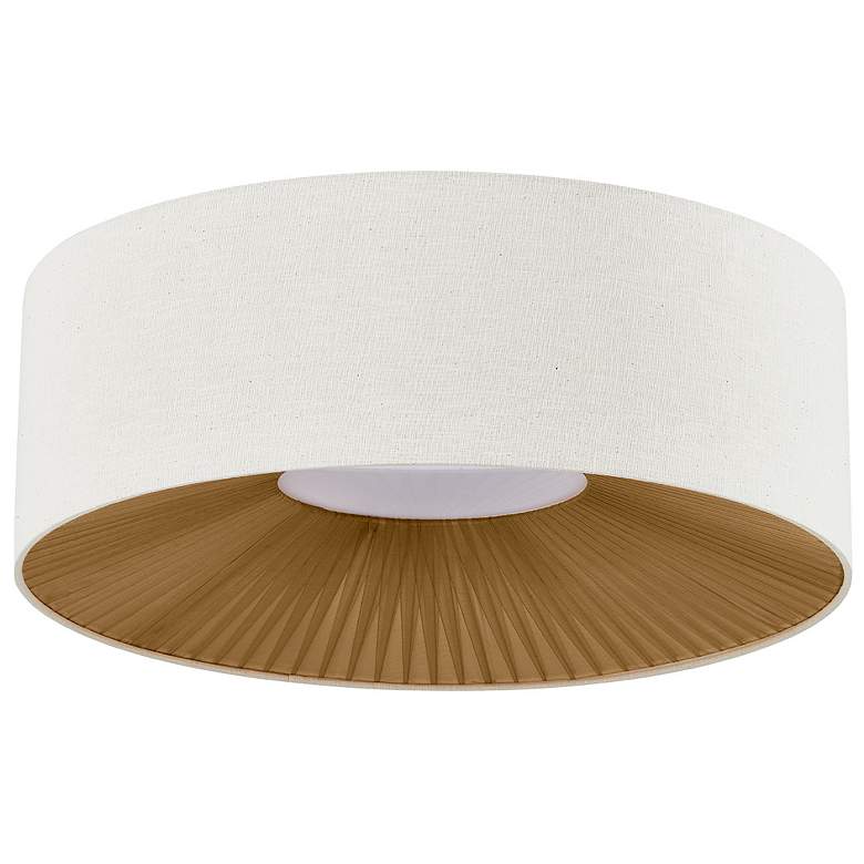 Image 2 Warren 24"W Matte Black w/ Cream Linen Drum Ceiling Light more views