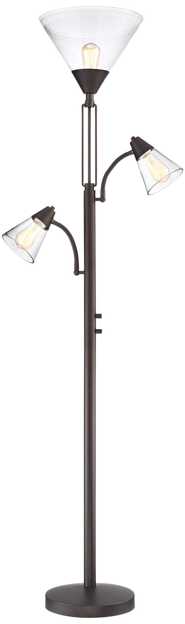 Image 3 Warwick 71 1/2" Tiger Bronze and Seeded Glass Torchiere Floor Lamp