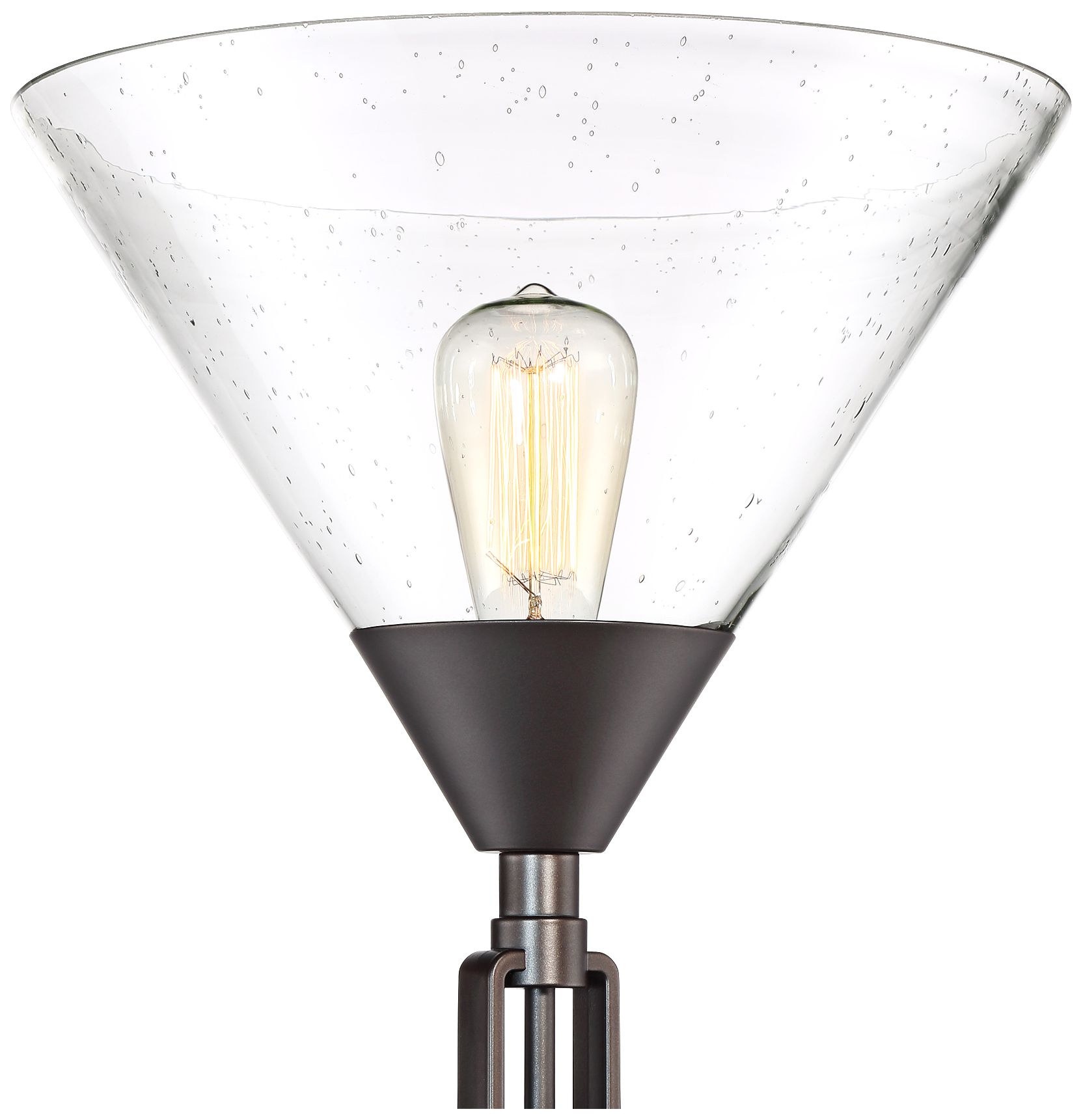 Image 4 Warwick 71 1/2" Tiger Bronze and Seeded Glass Torchiere Floor Lamp more views