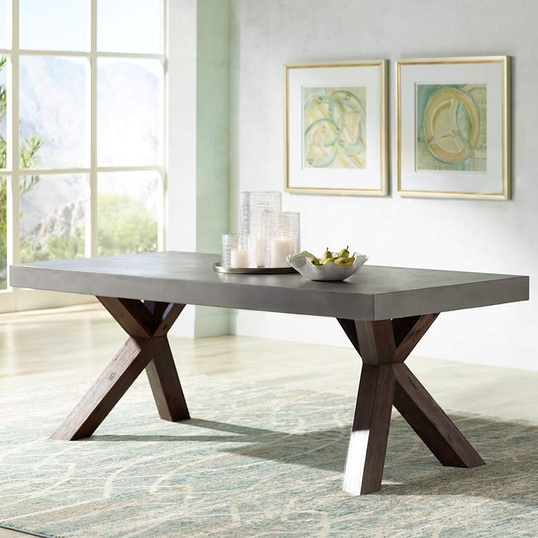 Warwick 78 3/4&quot; Wide Gray Concrete Rectangular Dining Table