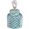 Washed Blue 10 3/4" High Ceramic Chevron Canister with Lid