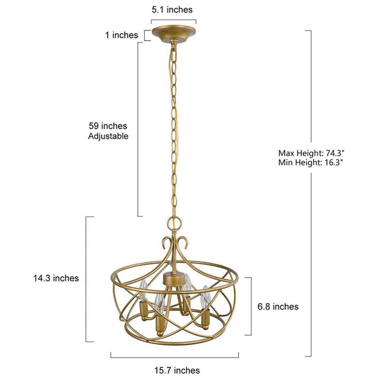 Image 6 Wasrige 15 3/4" Wide Gold Iron 4-Light Drum Chandelier more views