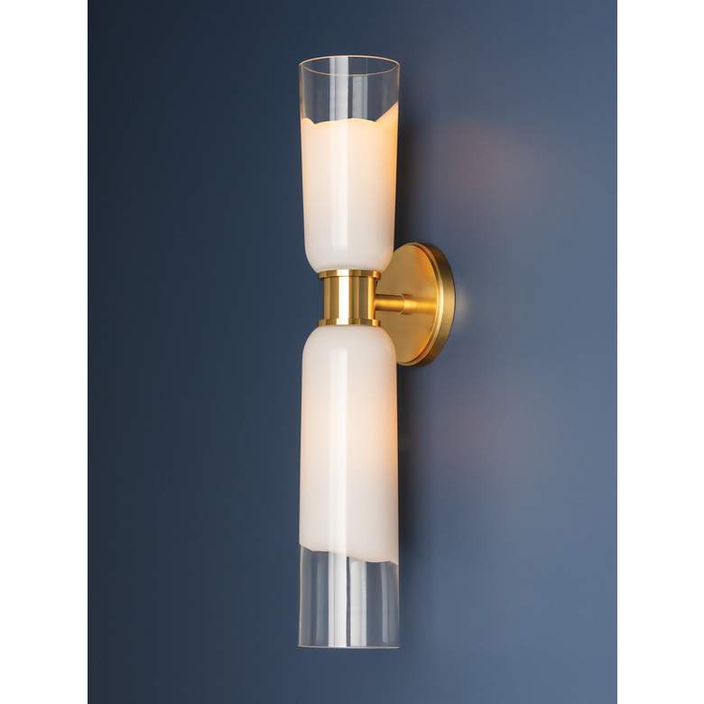 Image 1 Wasson 21 3/4" High Aged Brass 2-Light Wall Sconce
