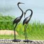 Watchful Waders Cast Iron Crane Garden Statues Set of 2