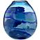 Water Blue 11" High Striped Blown Glass Modern Vase