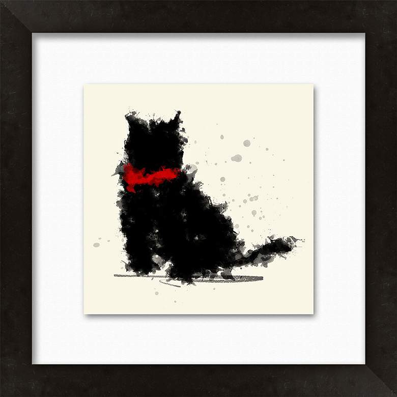 Image 1 Water Color Cat II 16 inch Square Framed Giclee Wall Art
