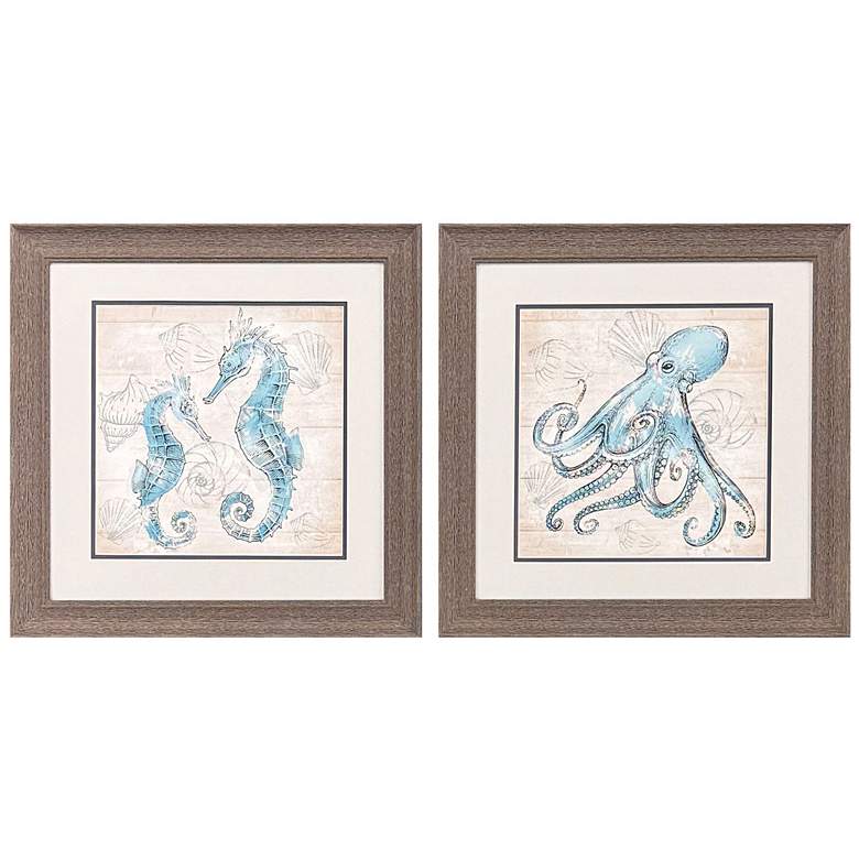 Image 1 Water Creatures 19"W x 19"H Framed Wall Art Set of 2