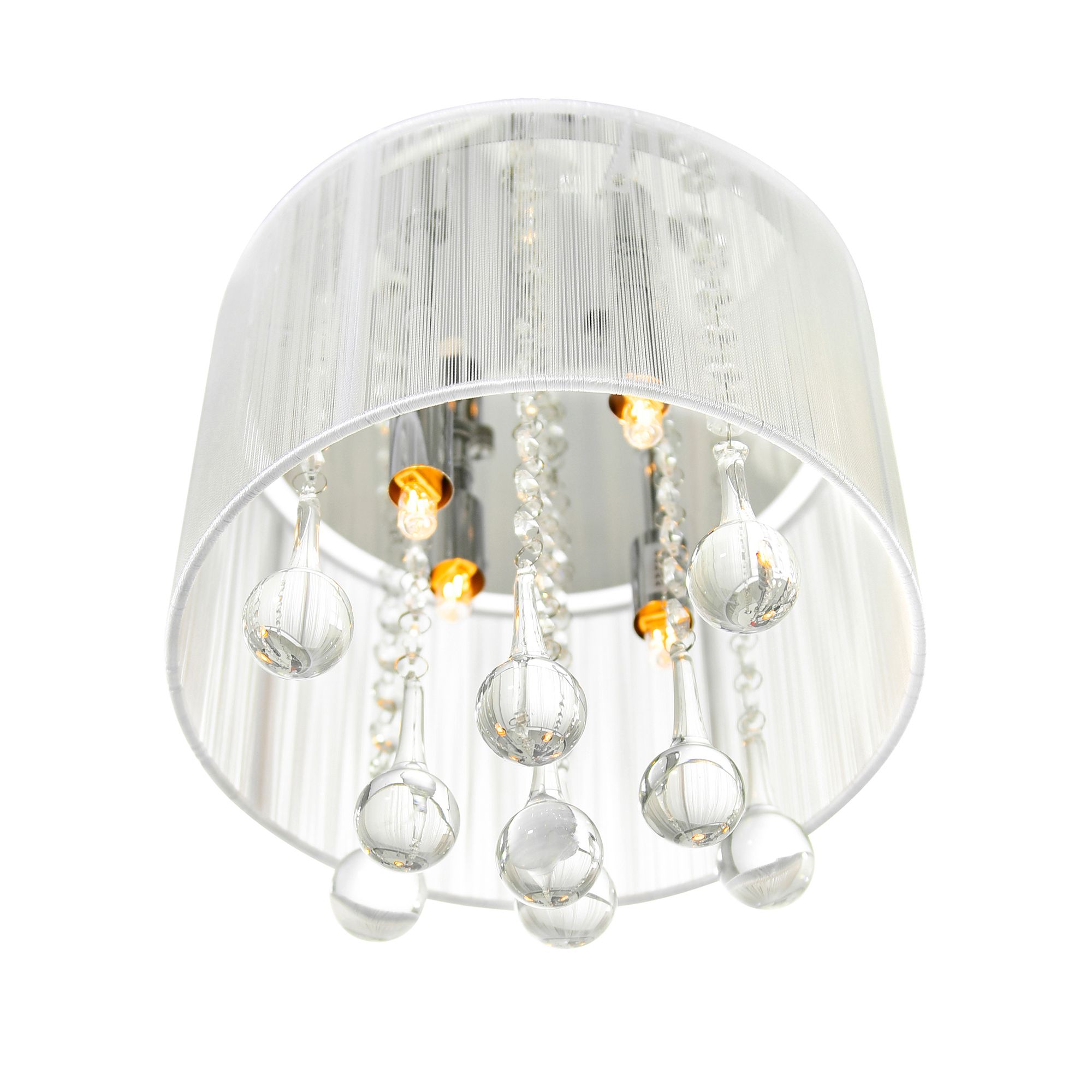 Image 2 Water Drop 4 Light Chrome Flush Mount With White Shade more views