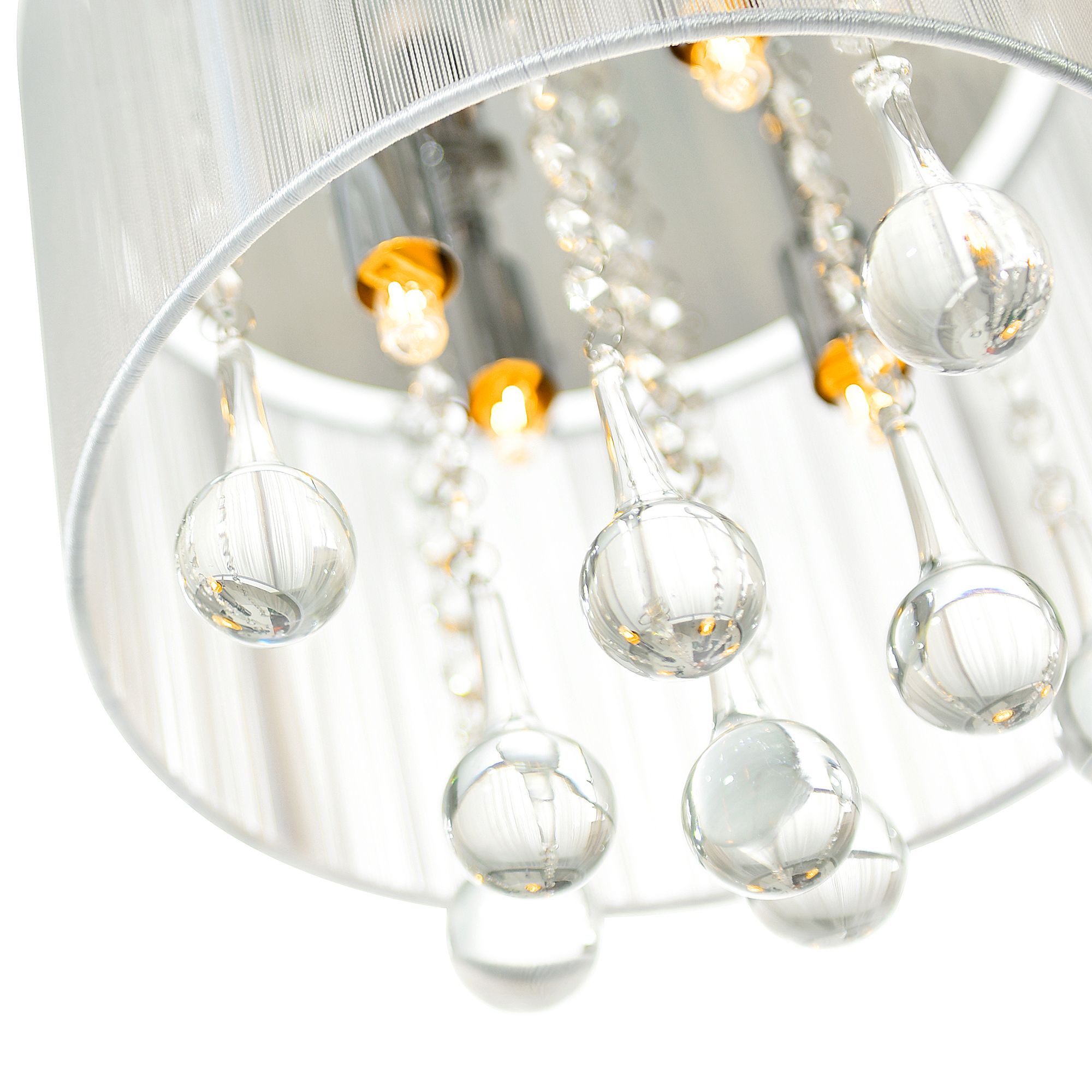 Image 5 Water Drop 4 Light Chrome Flush Mount With White Shade more views