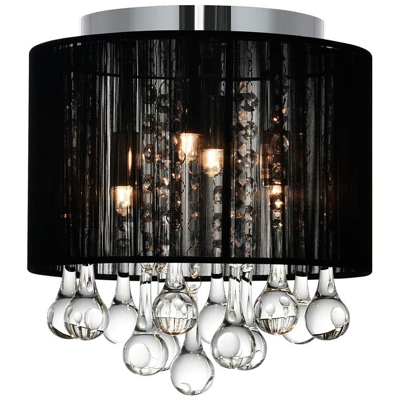 Image 1 Water Drop 4 Light Drum Shade Flush Mount With Chrome Finish