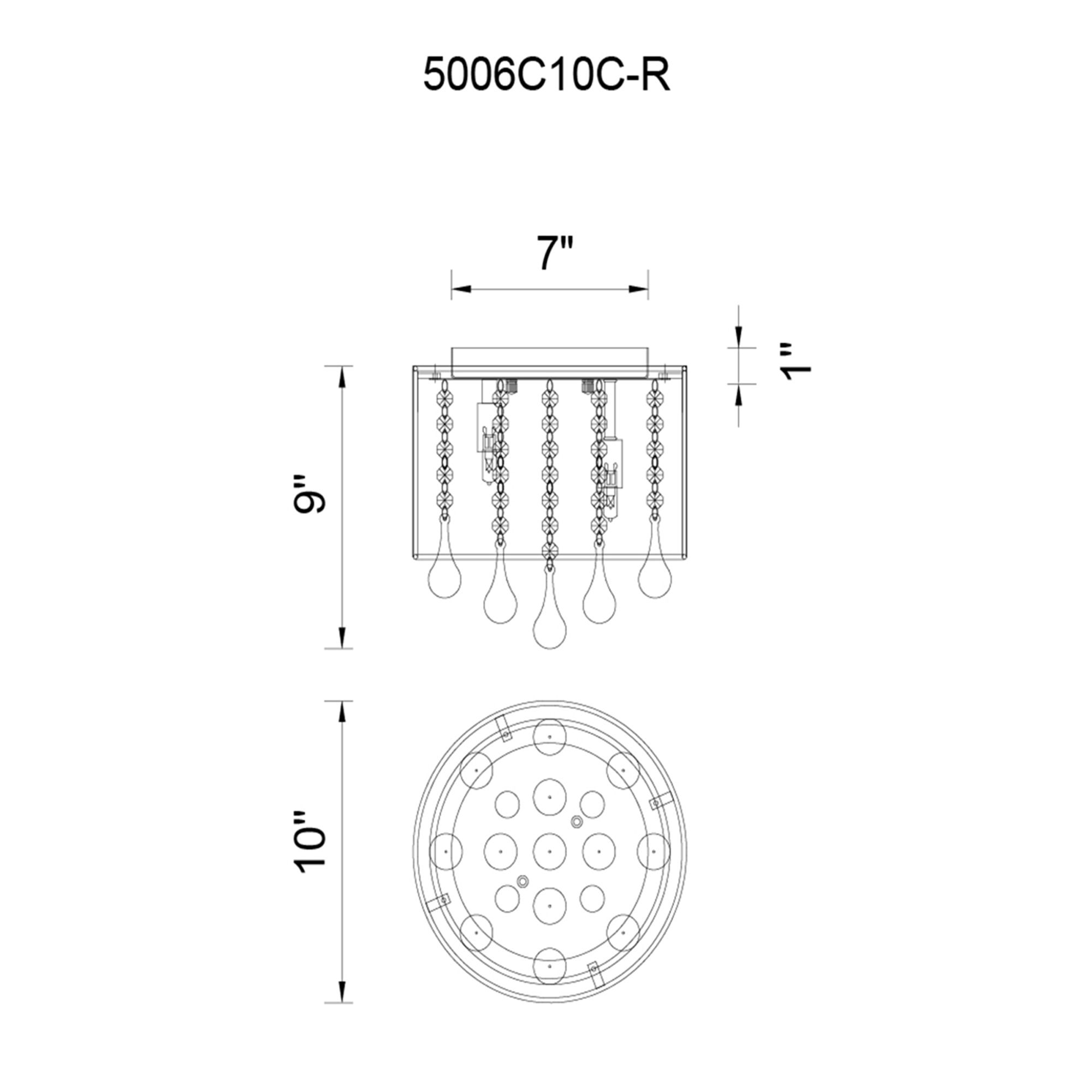 Image 6 Water Drop 4 Light Drum Shade Flush Mount With Chrome Finish more views