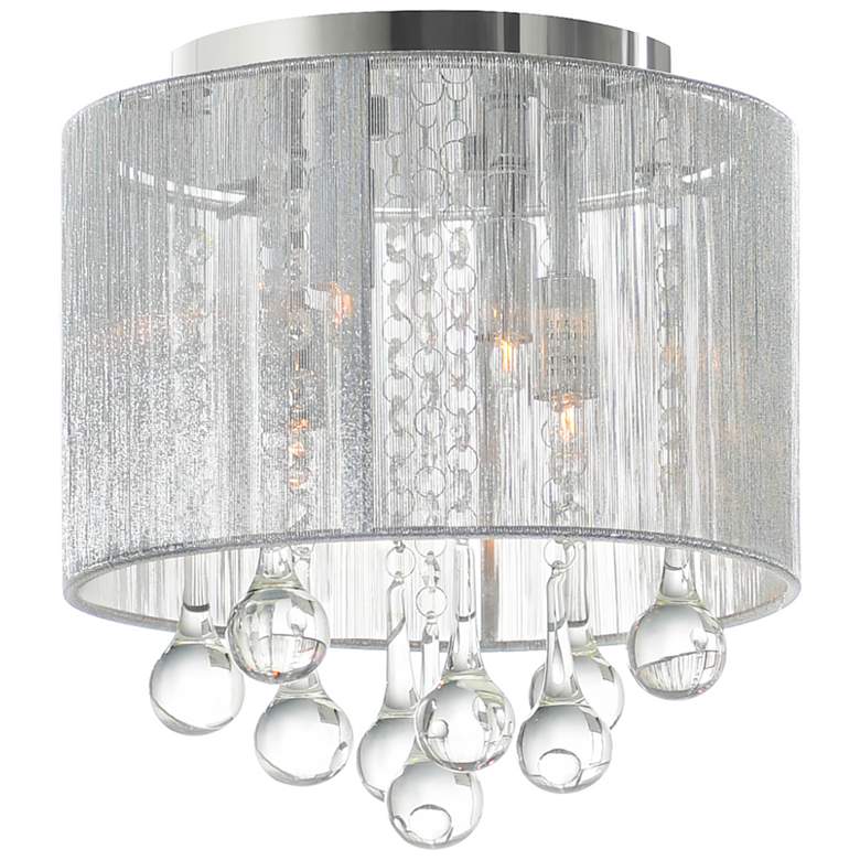 Image 1 Water Drop 4 Light Drum Shade Flush Mount With Chrome Finish