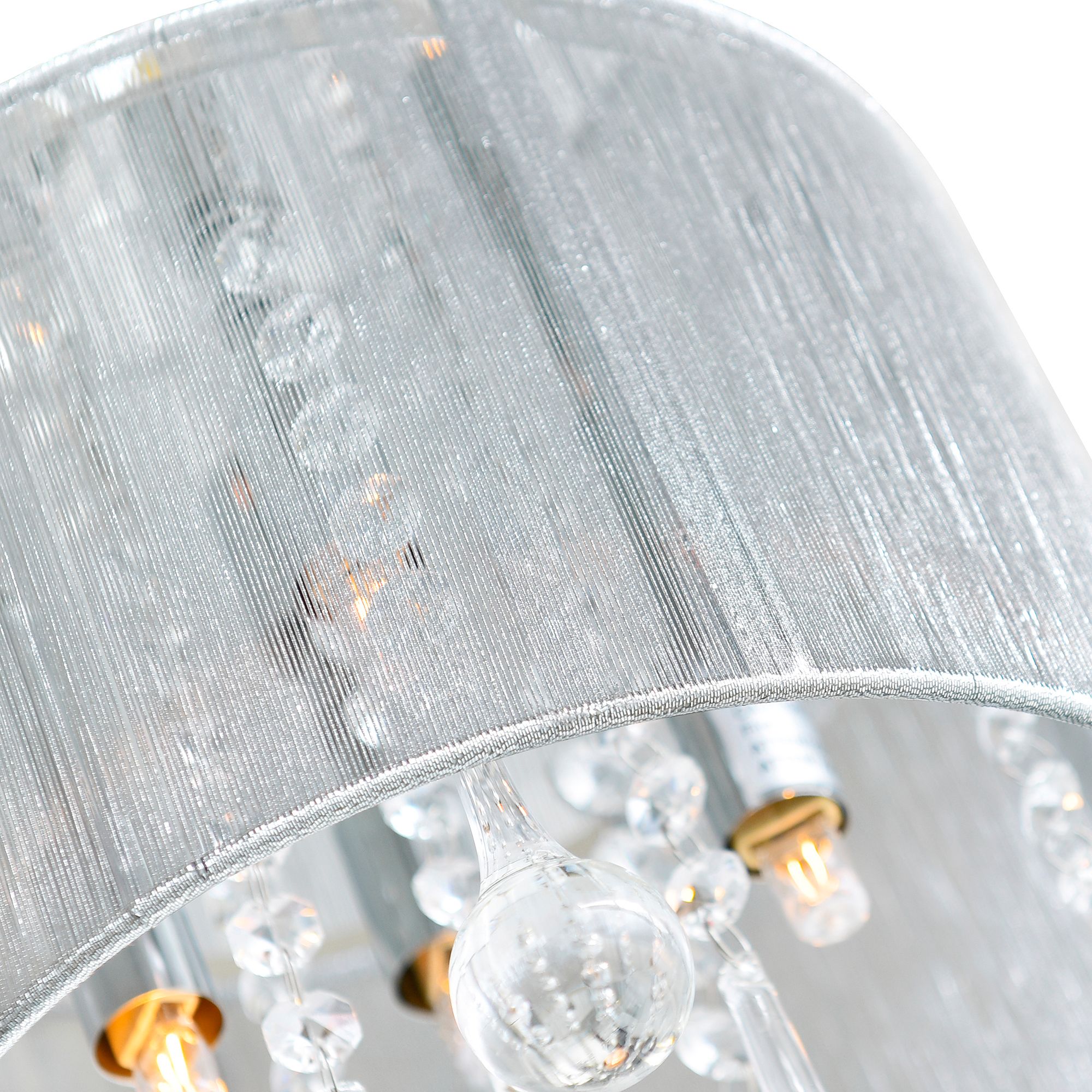 Image 4 Water Drop 4 Light Drum Shade Flush Mount With Chrome Finish more views