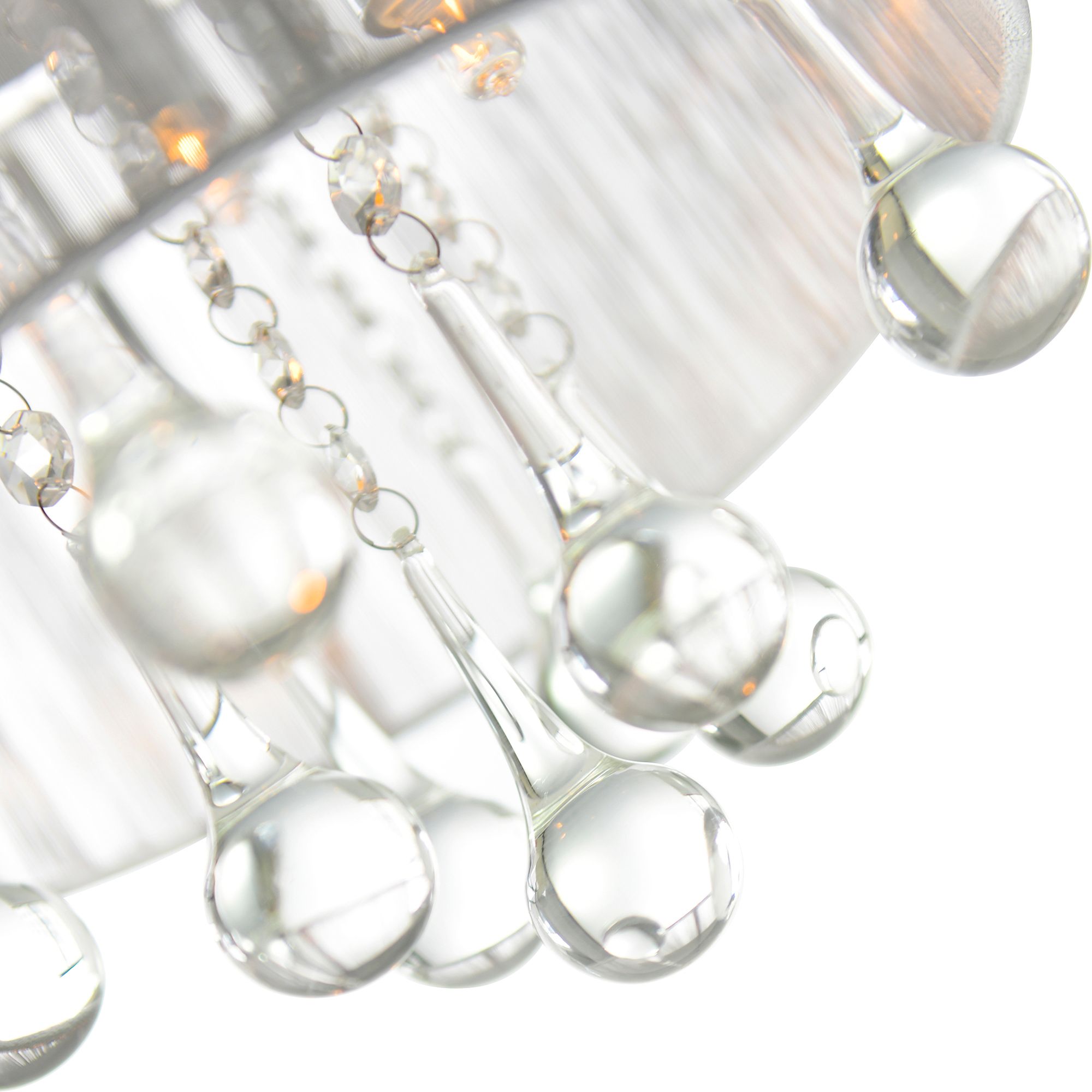 Image 5 Water Drop 4 Light Drum Shade Flush Mount With Chrome Finish more views