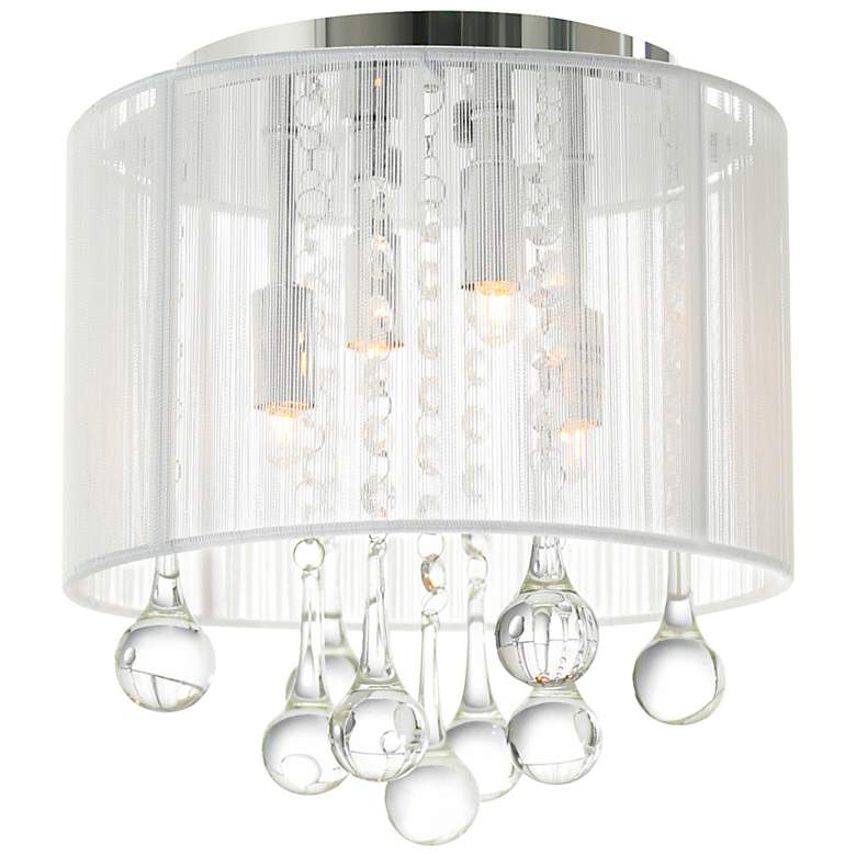 Image 1 Water Drop 4 Light Drum Shade Flush Mount With Chrome Finish