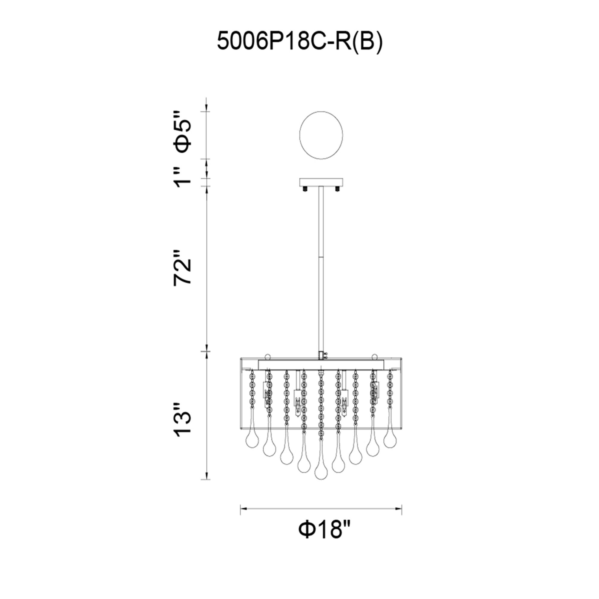 Image 7 Water Drop 6 Light Chrome Chandelier With Black Shade more views