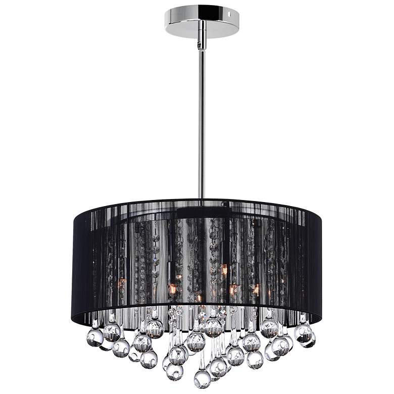 Image 1 Water Drop 6 Light Drum Shade Chandelier With Chrome Finish