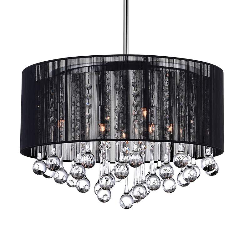 Image 2 Water Drop 6 Light Drum Shade Chandelier With Chrome Finish more views